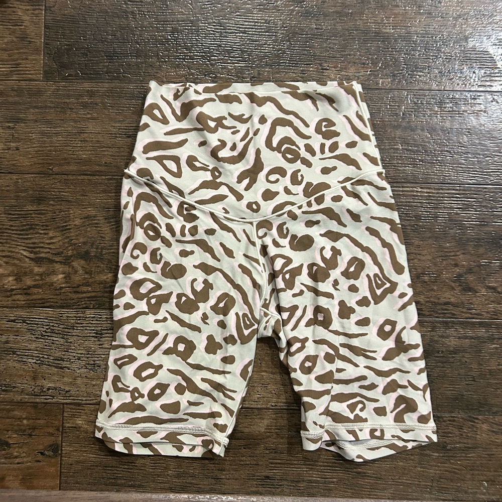 Stylish Animal Print Bike Shorts - Brown and Cream